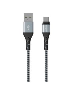 C520CKSL USB naar USB-C Gevlochten Nylon Kabel 2m (Zilver)